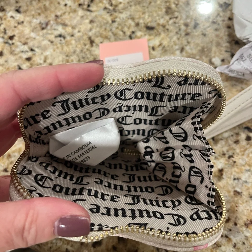 Juicy Couture Pink Heart Wristlet with Gold Accents
